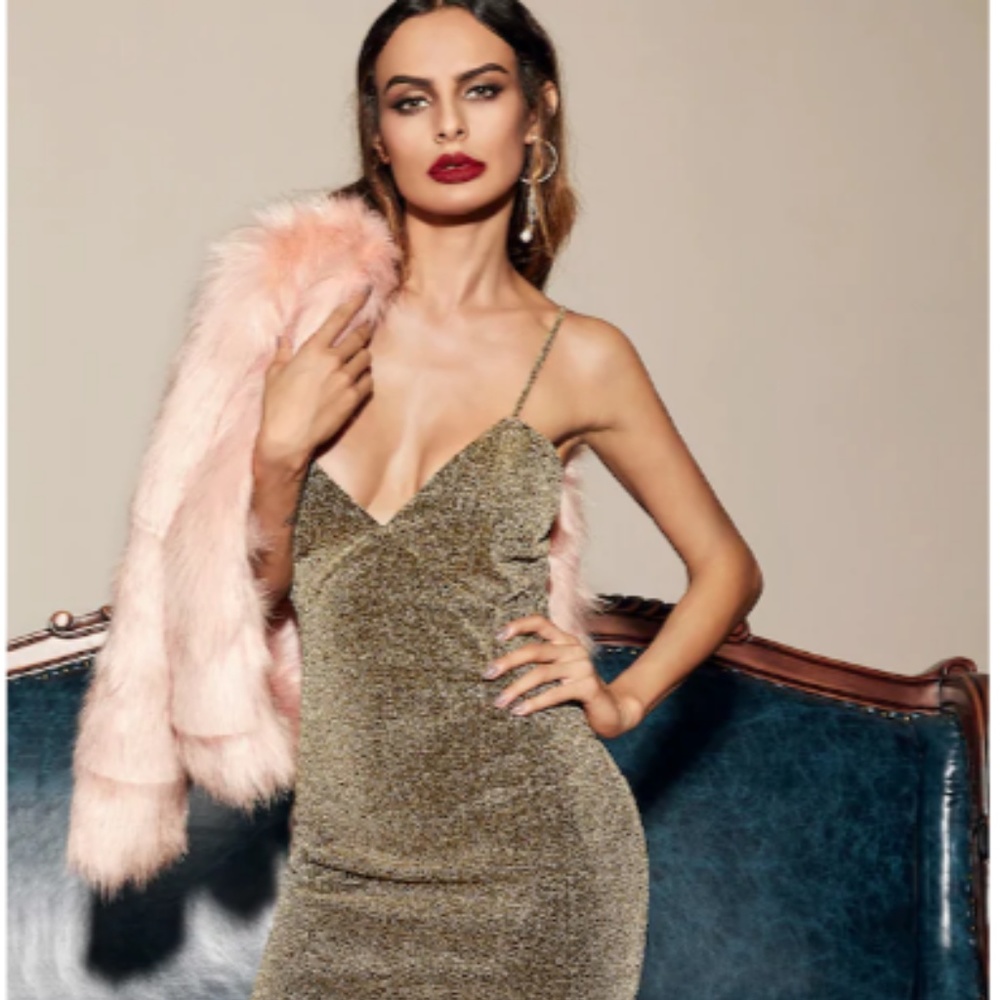 Glitter Plunge V-Neckline Cami Dress